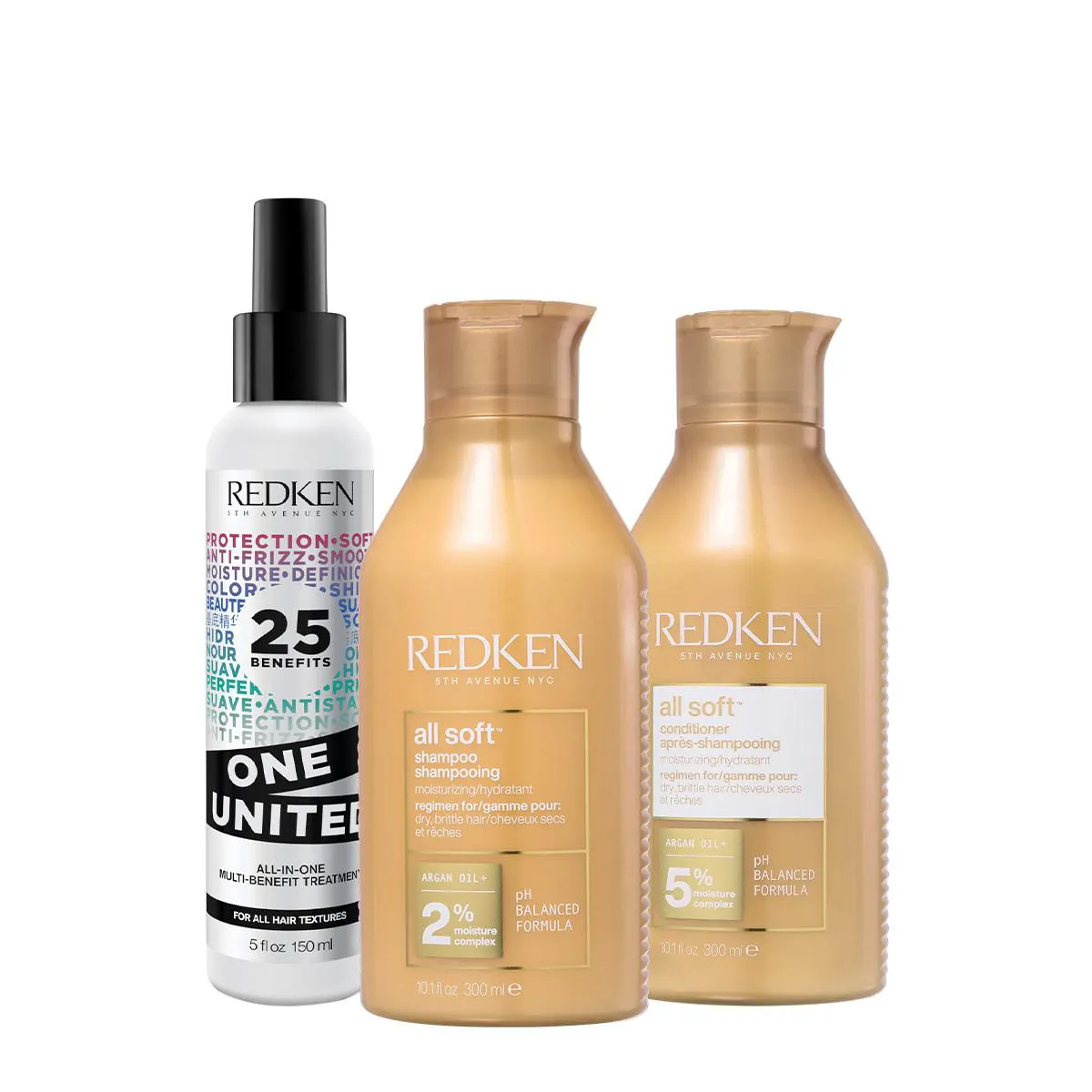 KIT REDKEN ALL SOFT ONE UNITED DUO LEAVE-IN (3 PRODUTOS)