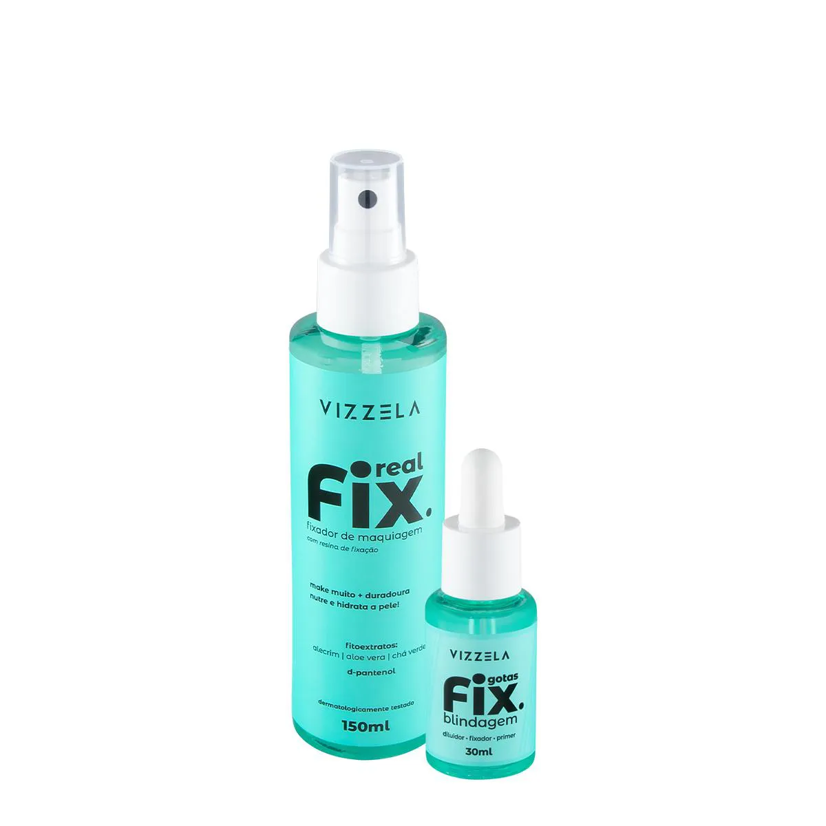 Kit Vizzela Fix Real Gotas Blindagem Fixador De Maquiagem (2 Produtos)