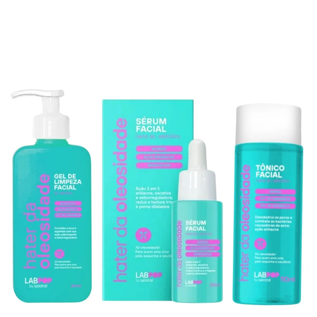 KIT LABOTRAT HATER DA OLEOSIDADE TôNICO+SéRUM+GEL DE LIMPEZA