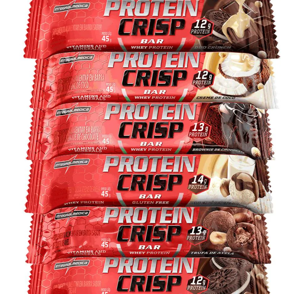 PROTEIN CRISP BAR INTEGRALMEDICA KIT COM 6 SABORES BARRINHA