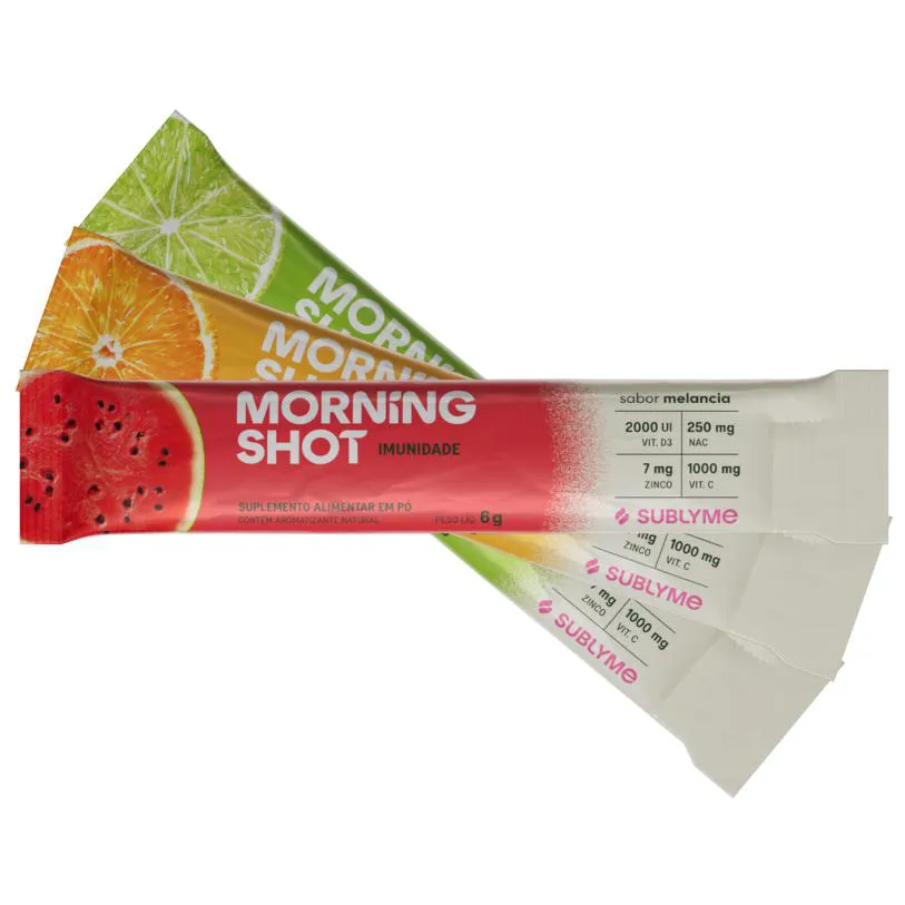 KIT 3 UN SACHE 6G MORNING SHOT SUBLYME - IMUNIDADE ( MELANCIA, TANGERINA, LIMÃO )