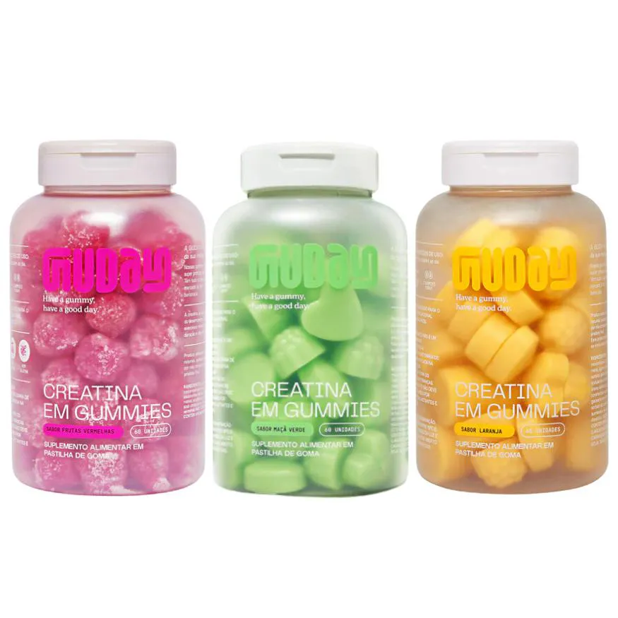 KIT GUDAY CREATINA MAÇÃ VERDE + FRUTAS VERMELHAS + LARANJA 90 GOMAS ( GUMMIES )