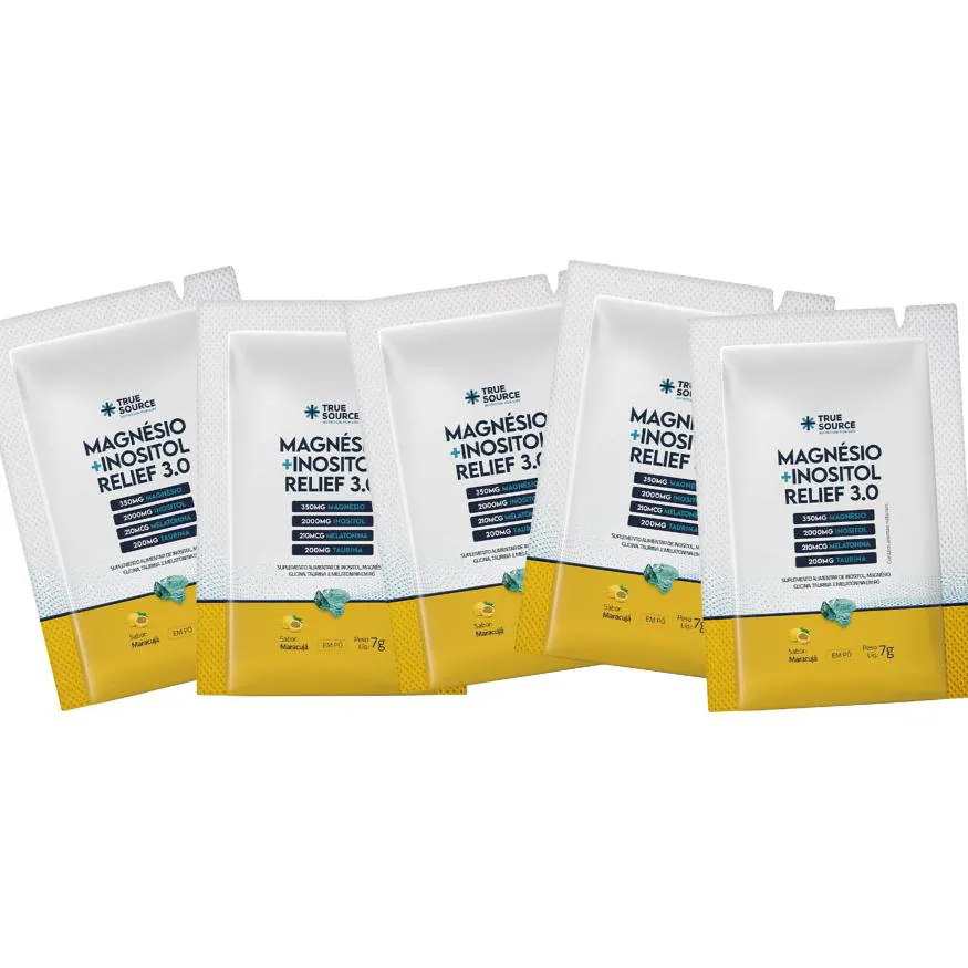 MAGNESIO INOSITOL SACHE 3.0 MARACUJA 7G TRUE SOURCE - KIT COM 5 UNID