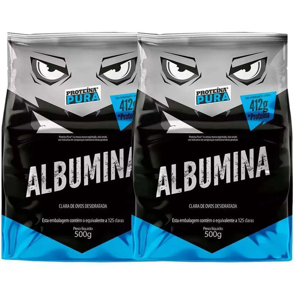 KIT 2 ALBUMINA 500GR PROTEINA PURA NATURAL
