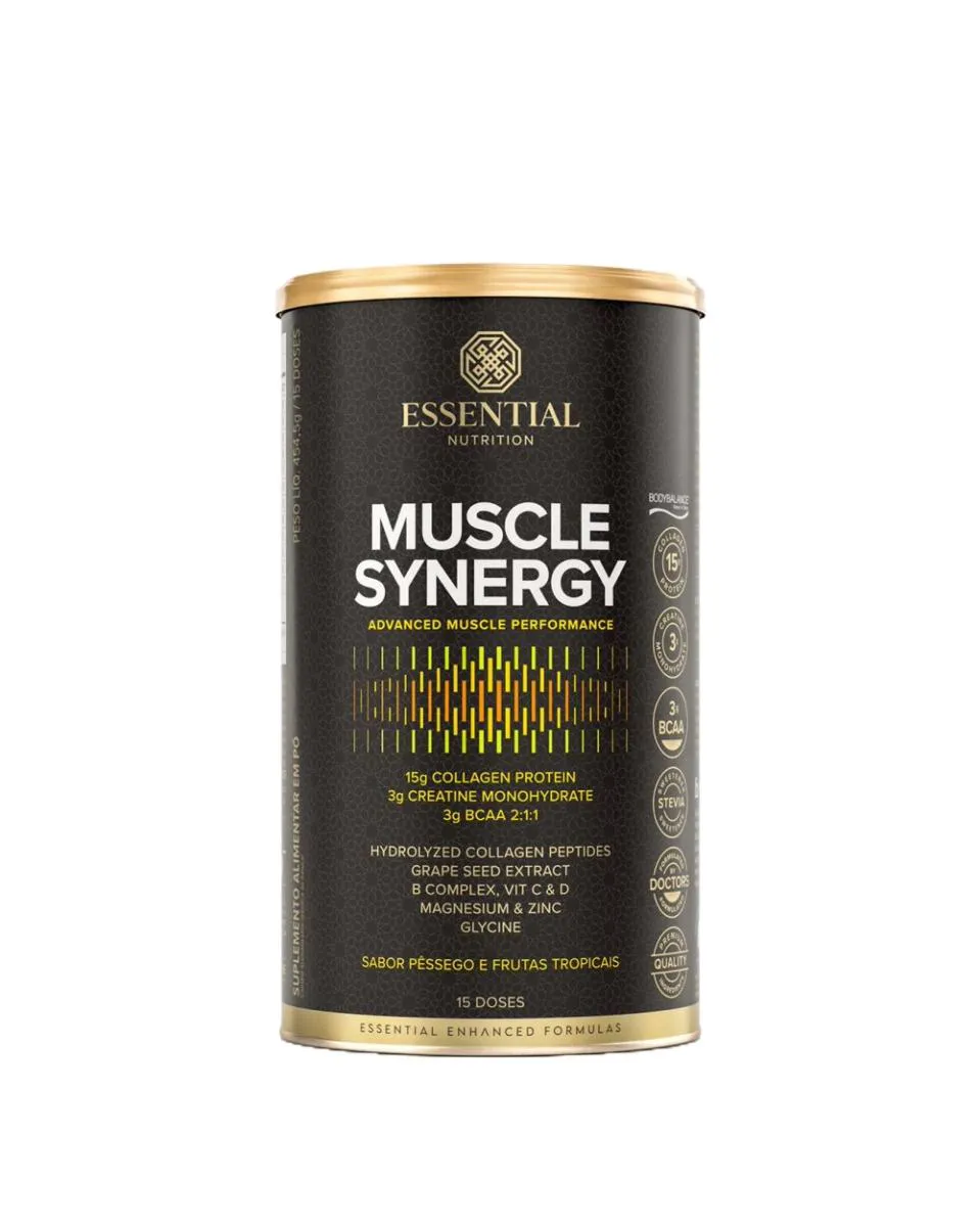 MUSCLE SYNERGY PêSSEGO E FRUTAS TROPICAIS ESSENTIAL NUTRITION 454,5G