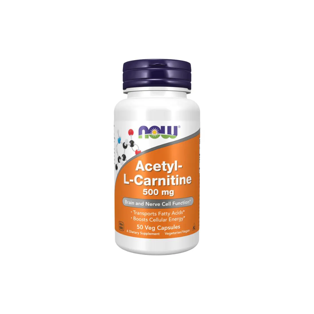 ACETIL (L-CARNITINA) 500MG NOW FOODS 50 CáPSULAS VEGETAIS