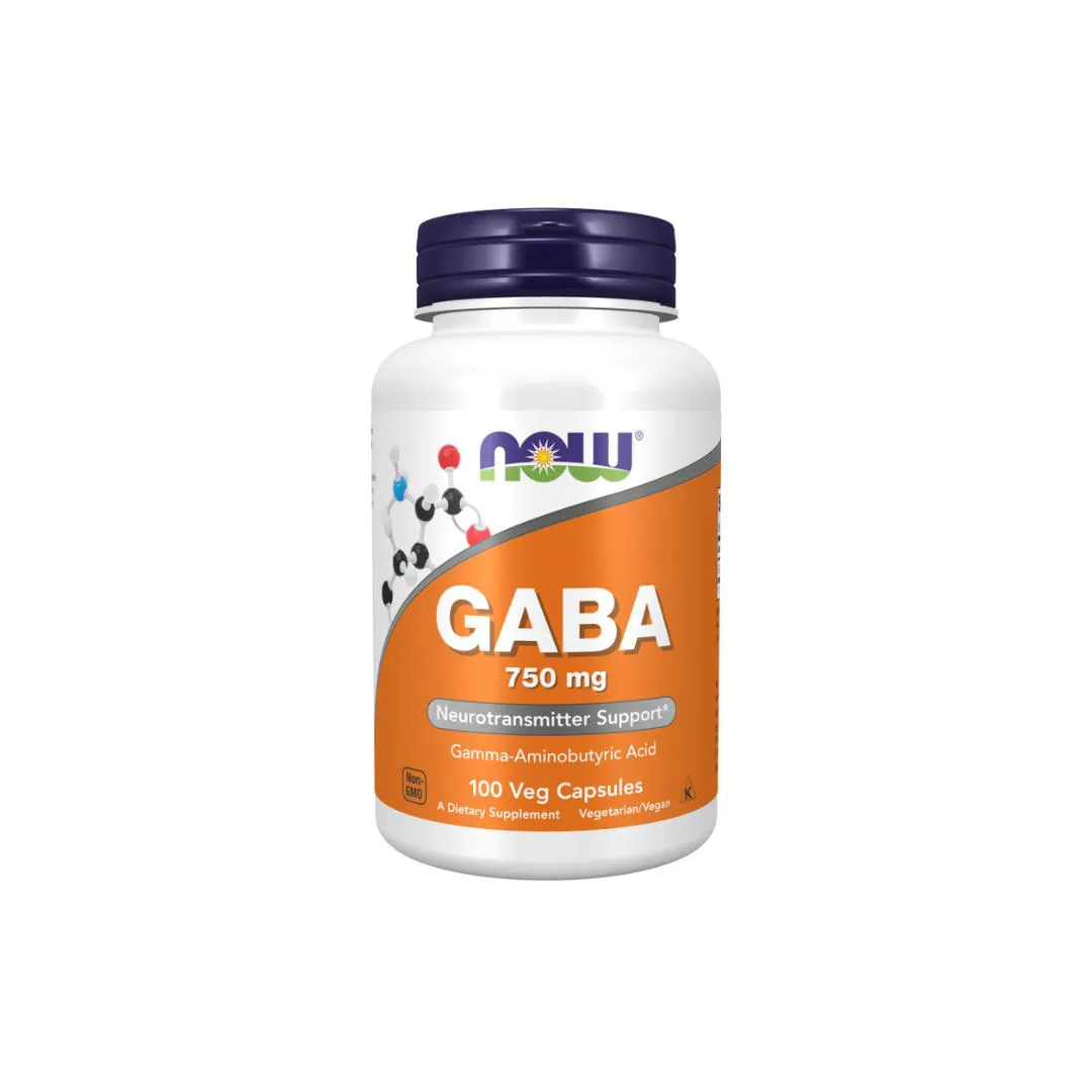 GABA 750MG NOW FOODS 100 CáPSULAS VEGETAIS