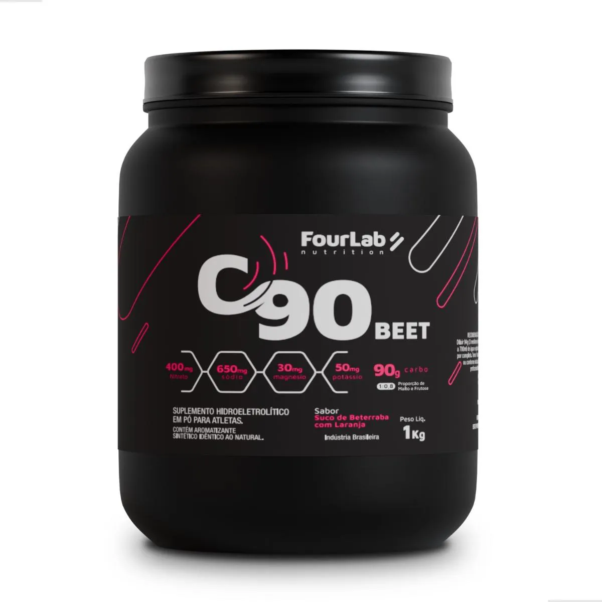 C90 FOURLAB 1KG BEET 400 SABOR SUCO DE LARANJA COM BETERRABA NITRATO DE BETERRABA 400MG POR DOSE COM 90G DE CARBO POR DOSE
