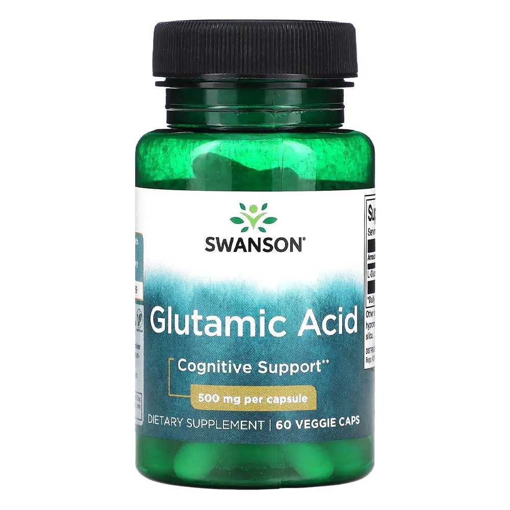 ÁCIDO GLUTâMICO 500MG SWANSON 60 CAPSULAS IMPORTADO