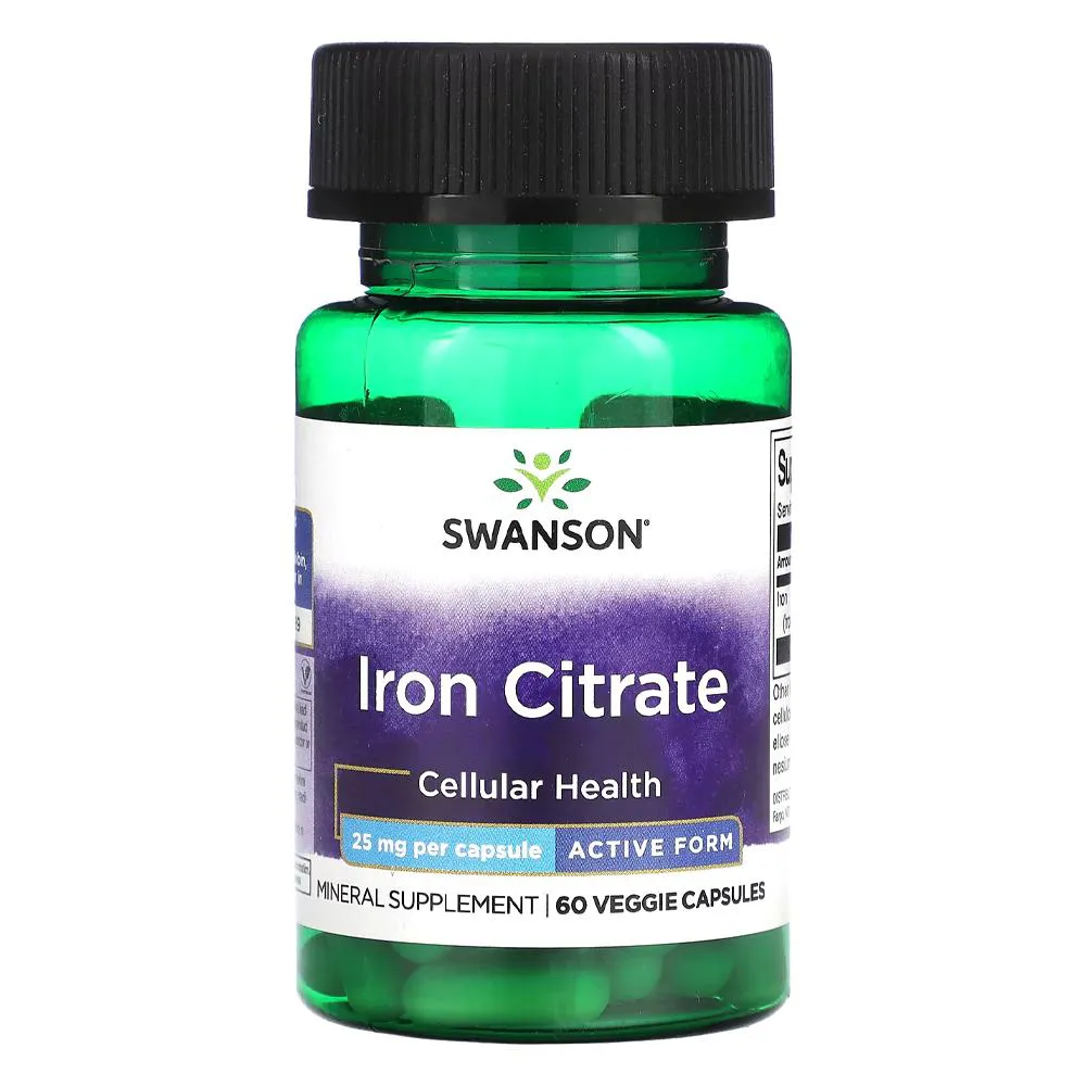 CITRATO DE FERRO 25MG SWANSON 60 CáPSULAS IMPORTADO