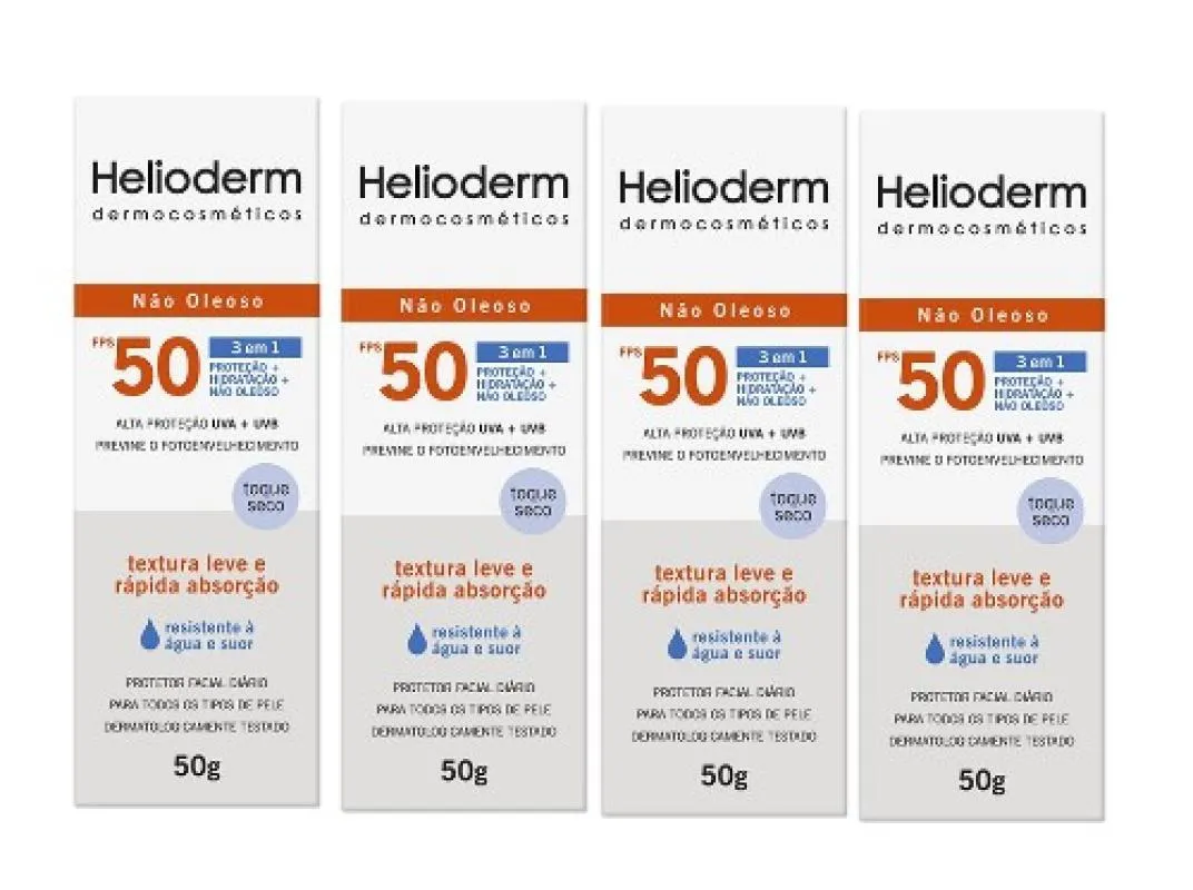 KIT 4X PROTETOR SOLAR HELIODERM FPS50 FACIAL COM 50G -  KLEY