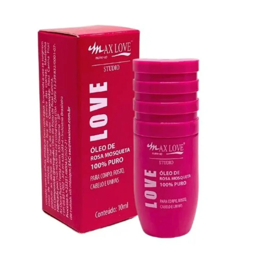 ÓLEO DE ROSA MOSQUETA LOVE 100% PURO MAX LOVE STUDIO, 10ML