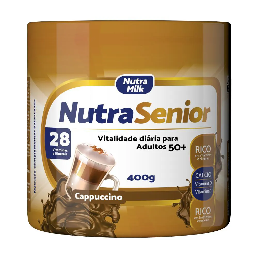 NUTRA SENIOR ADULTO 50+ COMPLEMENTO ALIMENTAR 400G - 28 VITAMINAS E MINERAIS Cappuccino