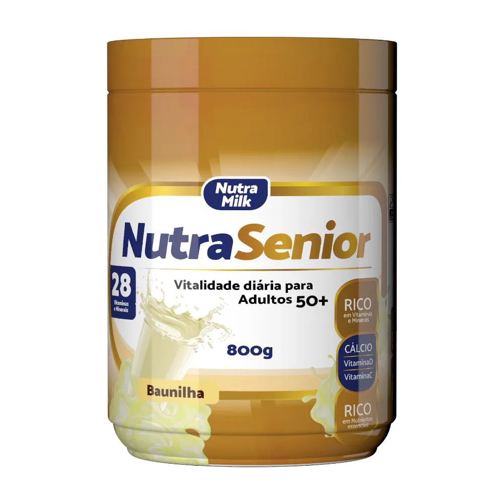 NUTRA SENIOR ADULTO 50+ COMPLEMENTO ALIMENTAR 800G - 28 VITAMINAS E MINERAIS Baunilha