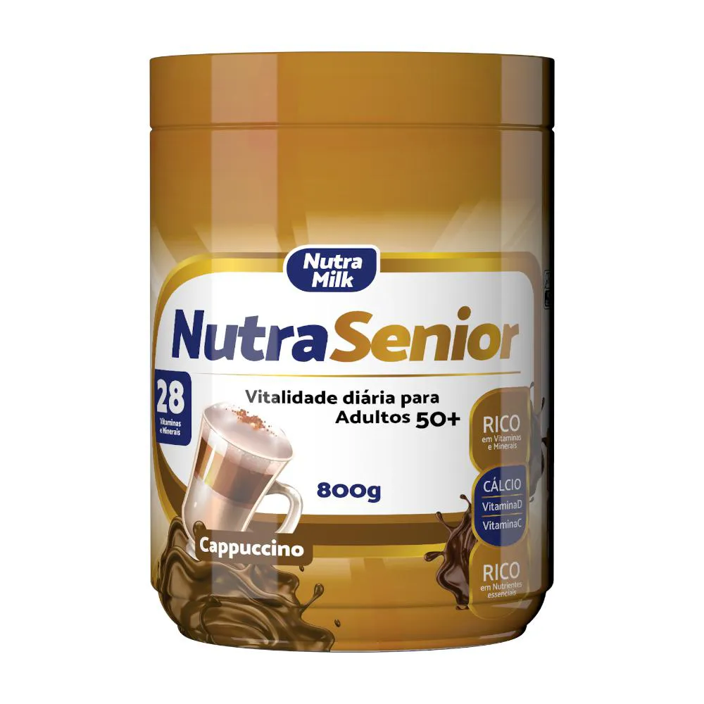 NUTRA SENIOR ADULTO 50+ COMPLEMENTO ALIMENTAR 800G - 28 VITAMINAS E MINERAIS Cappuccino