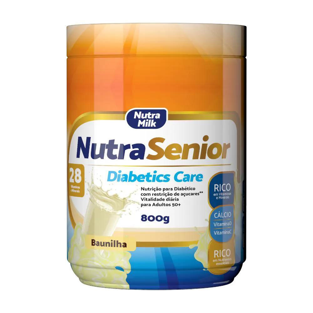 NUTRA SENIOR ADULTO 50+ DIABETICS CARE COMPLEMENTO ALIMENTAR 800G - 28 VITAMINAS E MINERAIS Baunilha