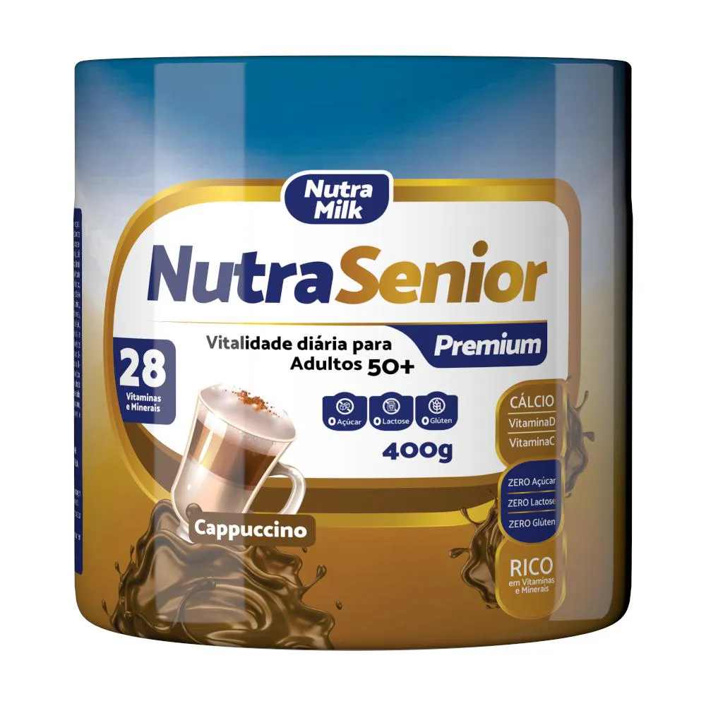 NUTRA SENIOR PREMIUM ADULTO 50+ COMPLEMENTO ALIMENTAR 400G - 28 VITAMINAS E MINERAIS Cappuccino