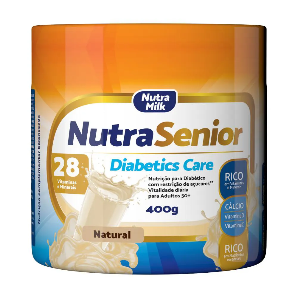 NUTRA SENIOR ADULTO 50+ DIABETICS CARE COMPLEMENTO ALIMENTAR 400G - 28 VITAMINAS E MINERAIS Natural