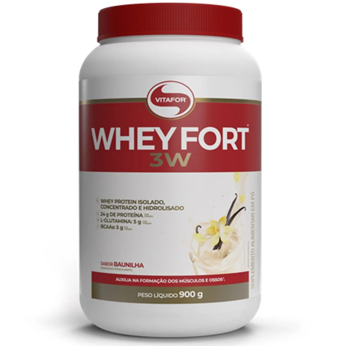 WHEY FORT 3W POTE 900G VITAFOR  Baunilha
