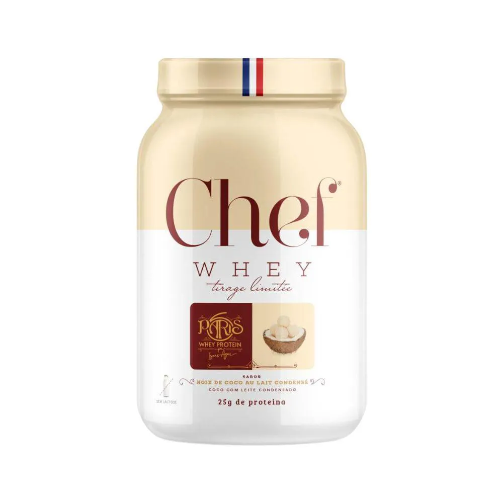 CHEF WHEY PROTEIN PARIS 6 EM Pó ZERO LACTOSE POTE 800G - CHEF WHEY Coco COM Leite Condensado
