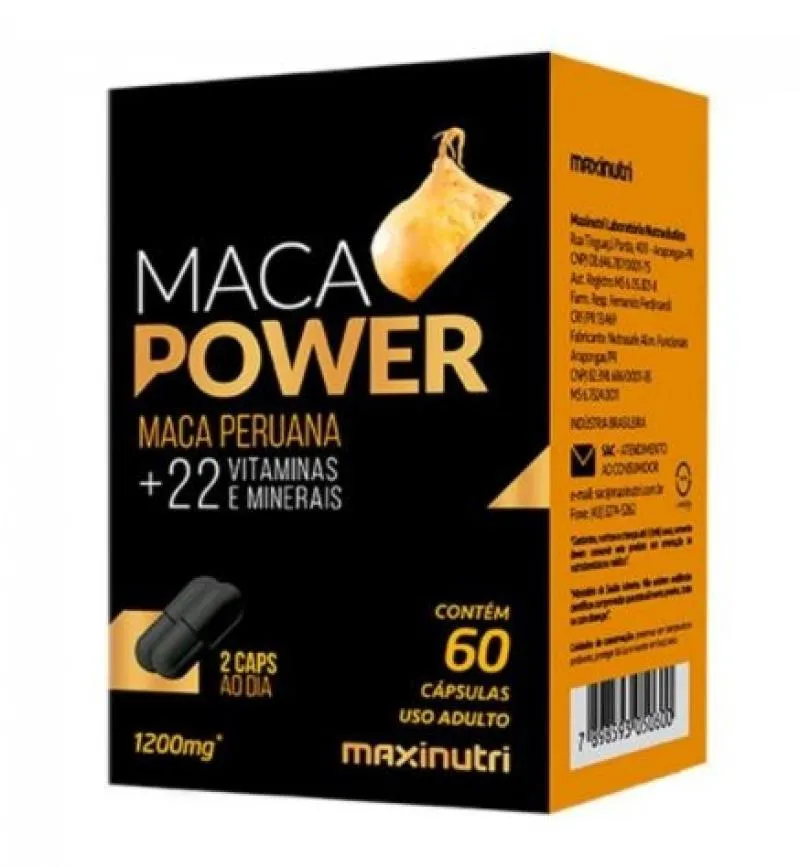 MACA POWER 1200MG COM VITAMINAS E MINERAIS (60 CAPS)