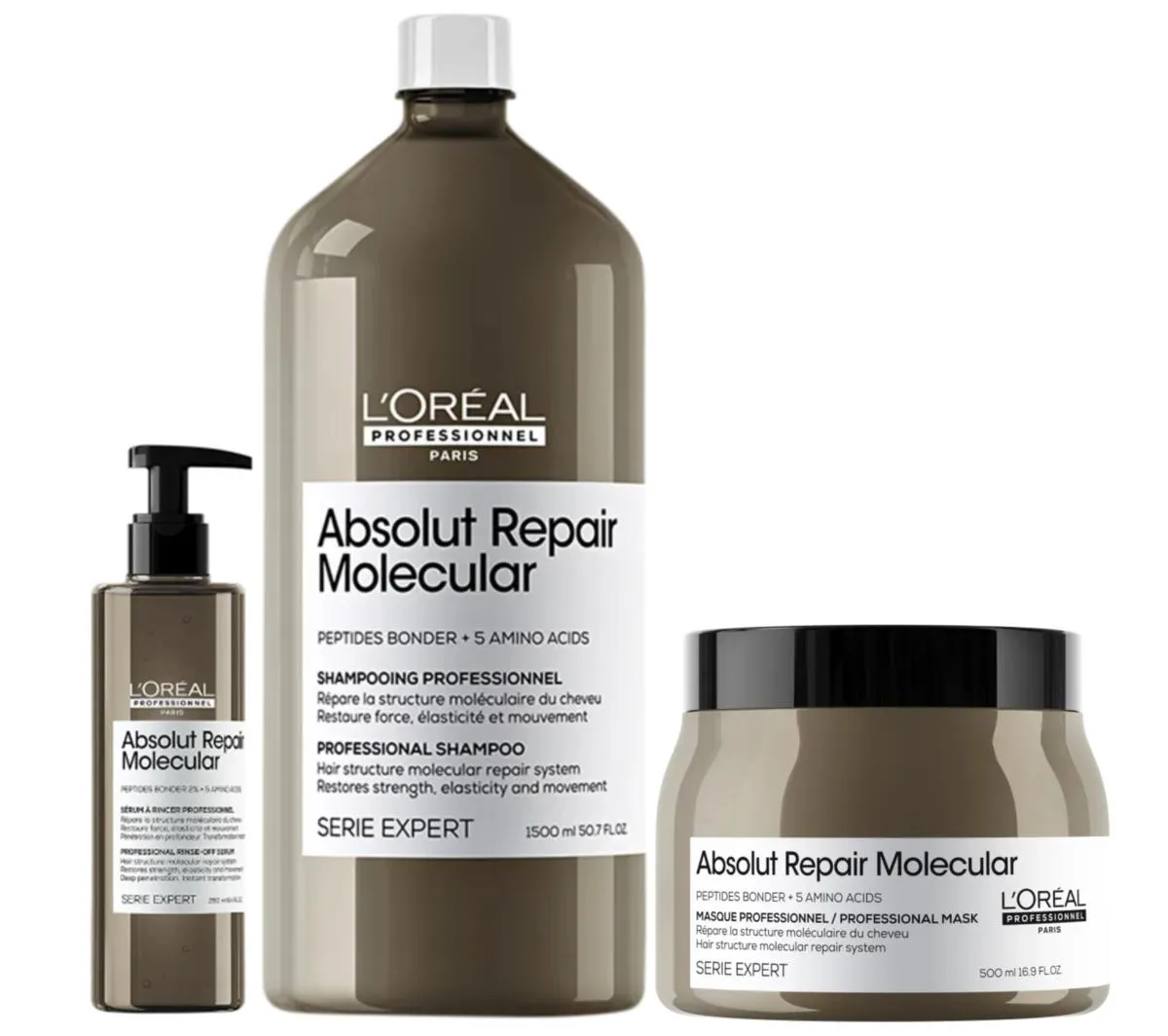 KIT LOREáL MOLECULAR SH 1500ML+ SéRUM 250ML+ MáSCARA 500ML