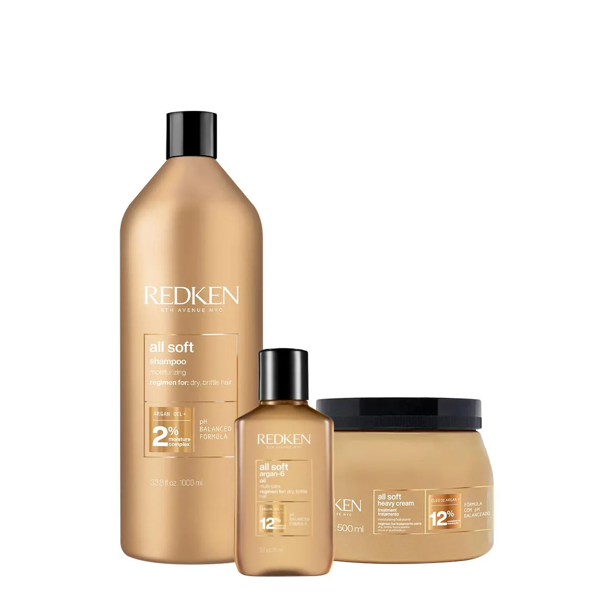 KIT REDKEN ALL SOFT SHAMPOO MáSCARA 500 ÓLEO CAPILAR (3 PRODUTOS)