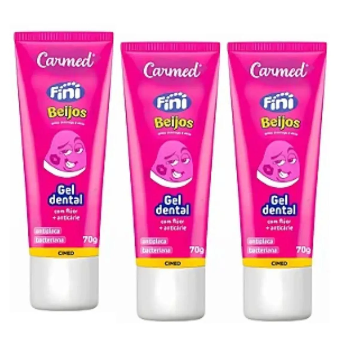 KIT C3 GEL DENTAL BEIJOS CARMED FLúR - CIMED