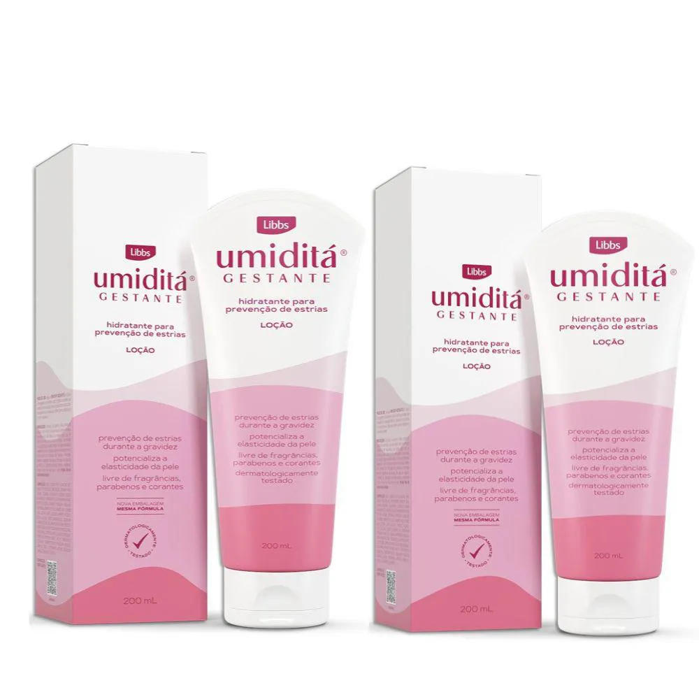 KIT C/2 UMIDITÁ GESTANTE LOÇÃO HIDRATANTE COM 200ML