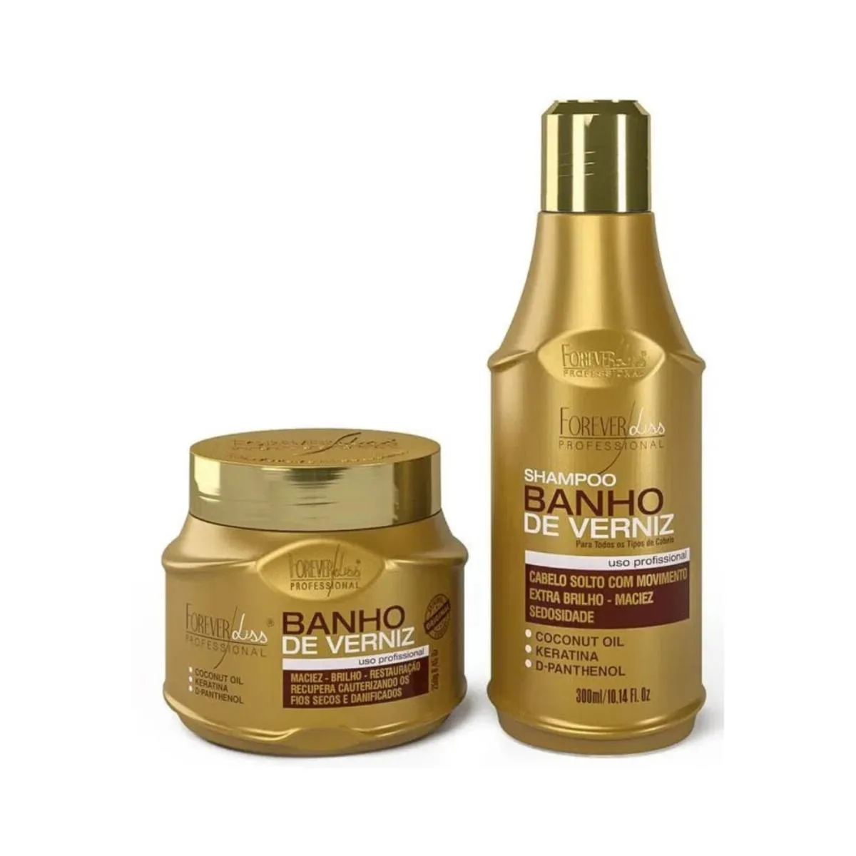 KIT FOREVER LISS BANHO DE VERNIZ SHAMPOO 300ML - MáSCARA 250G