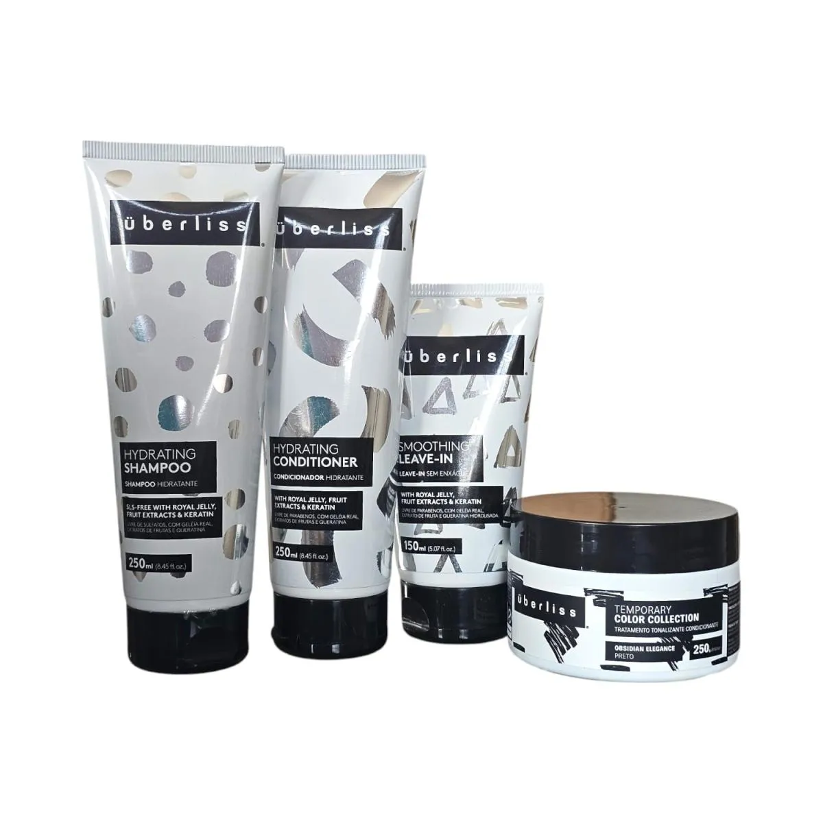 KIT AVLON UBERLISS HYDRATING - SHAMPOO 250ML + CONDICIONADOR 250ML + SMOOTHING LEAVE-IN 150ML + MáSCARA OBSIDIAN 250G