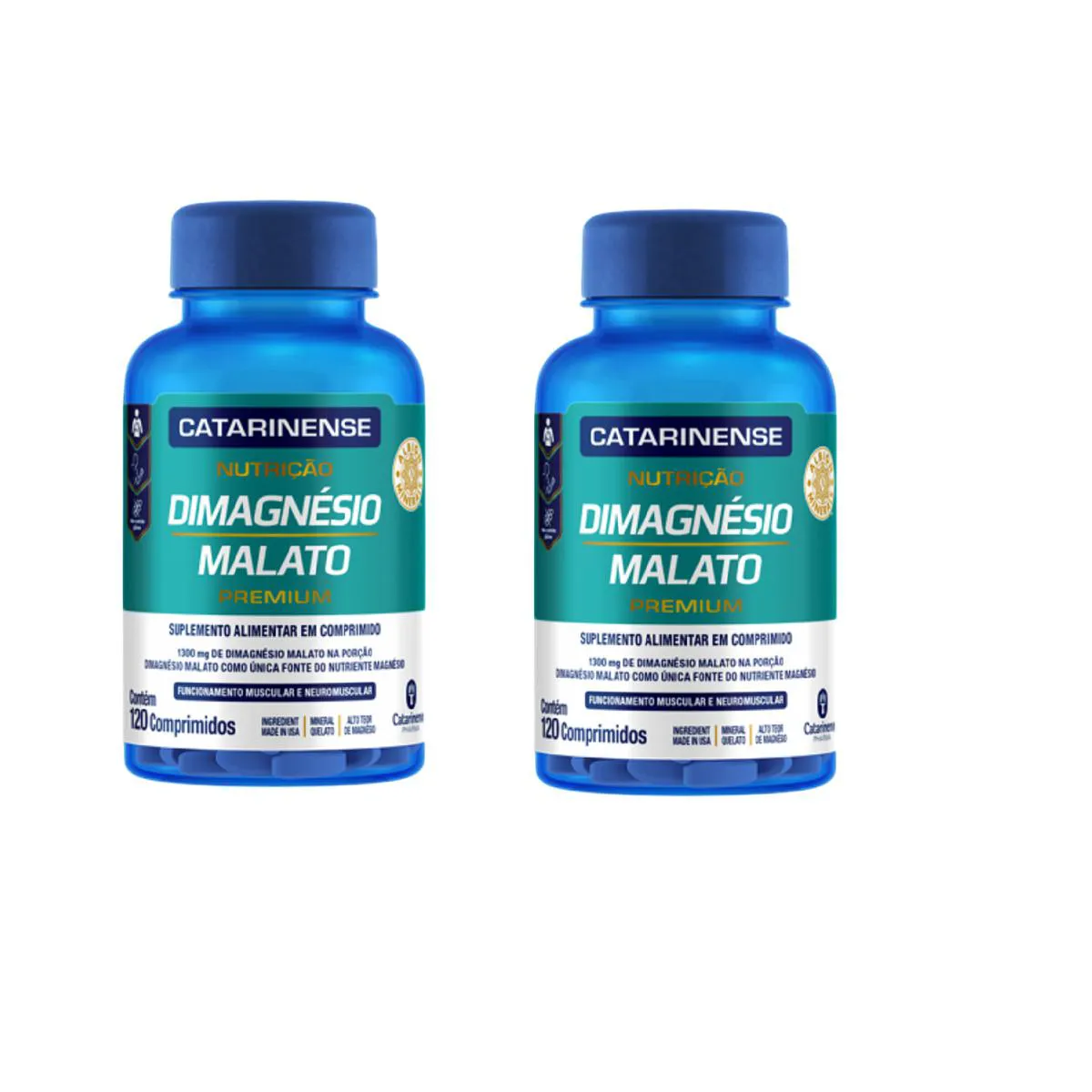 KIT 02 DIMAGNéSIO MALATO PREMIUM 1300MG 120CPR - CATARINENSE