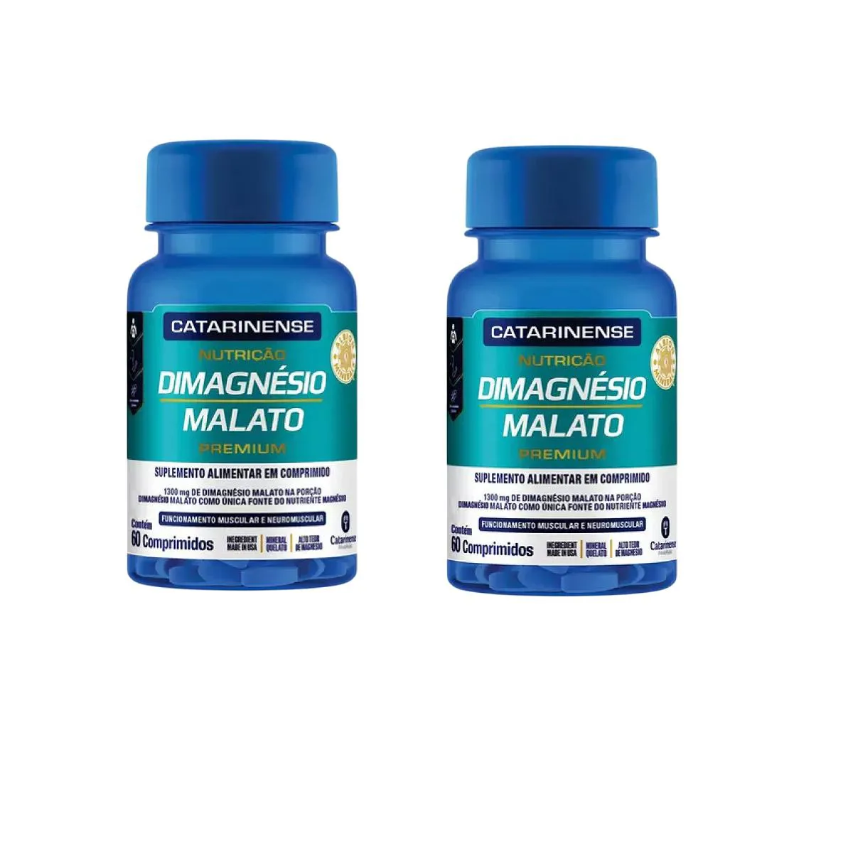 KIT 02 DIMAGNéSIO MALATO PREMIUM 1300MG 60 CPR - CATARINENSE