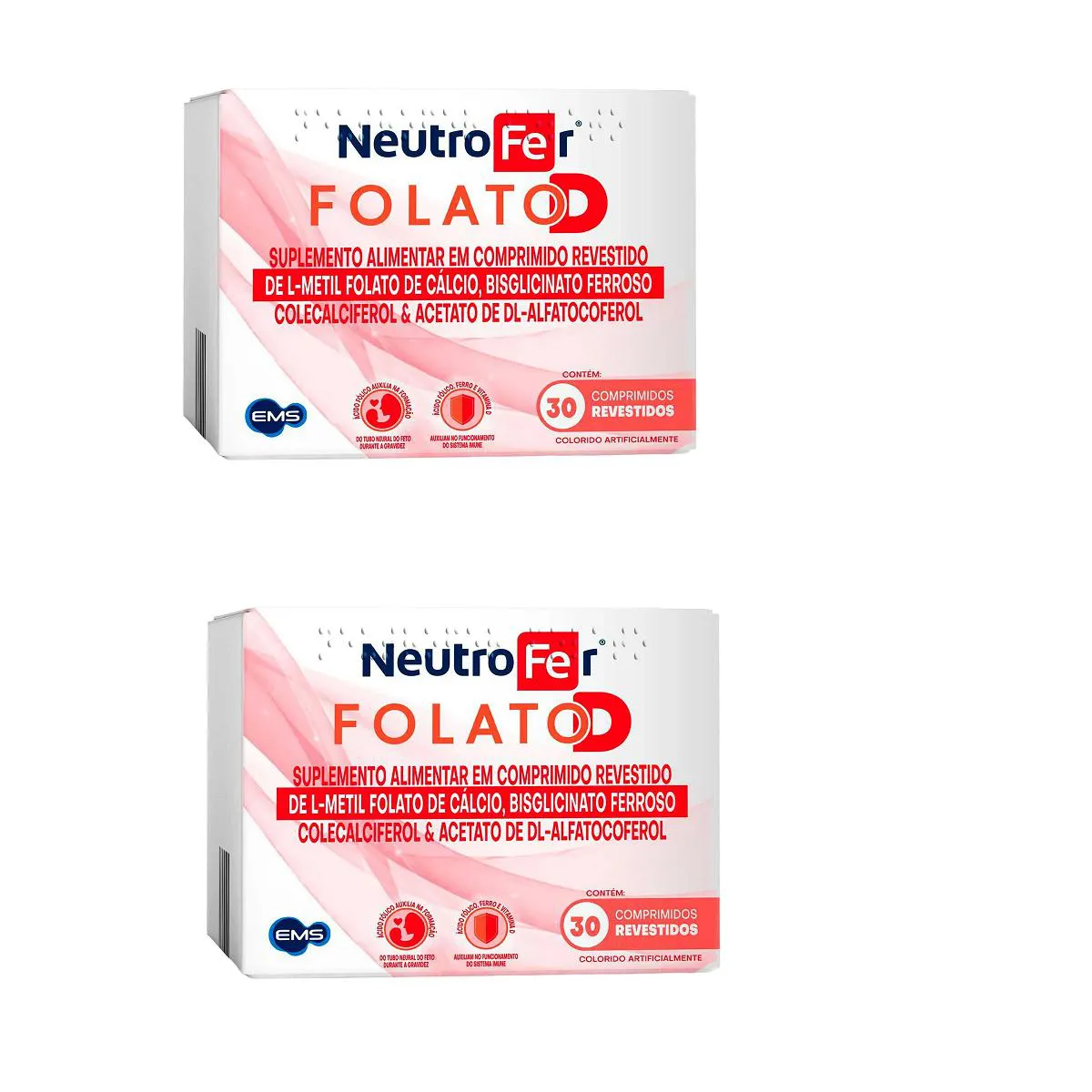 KIT 02 POLIVITAMíNICO NEUTRO FER FOLATO D 30 CPR