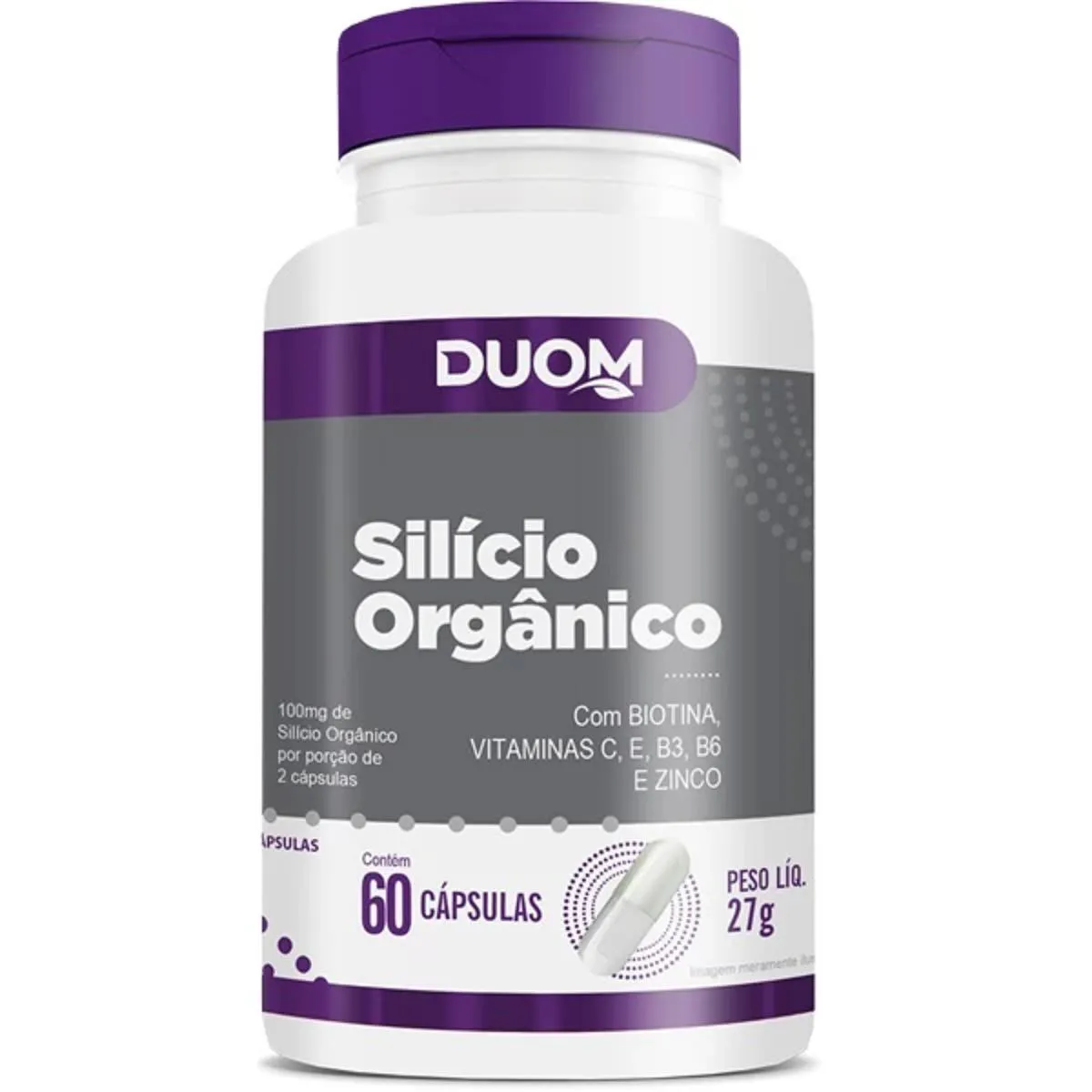 SUPLEMENTO ALIMENTAR SILíCIO ORGâNICO 60 CAP - DUOM