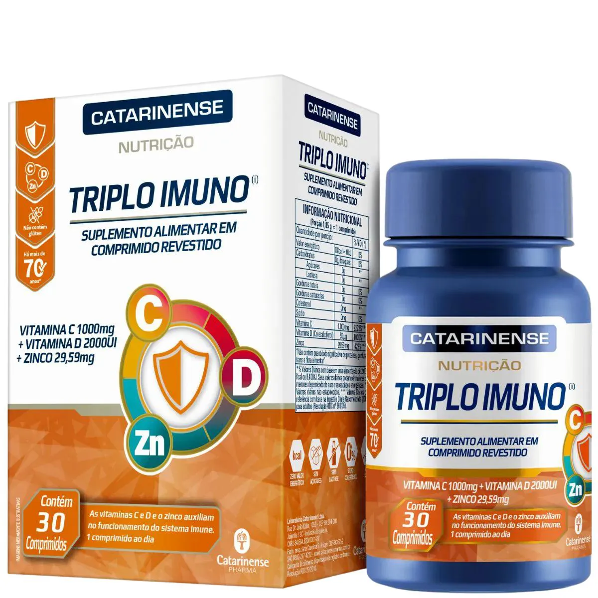 SUPLEMENTO VITAMINA NUTRIçãO TRIPLO IMUNO 30CPR– CATARINENSE