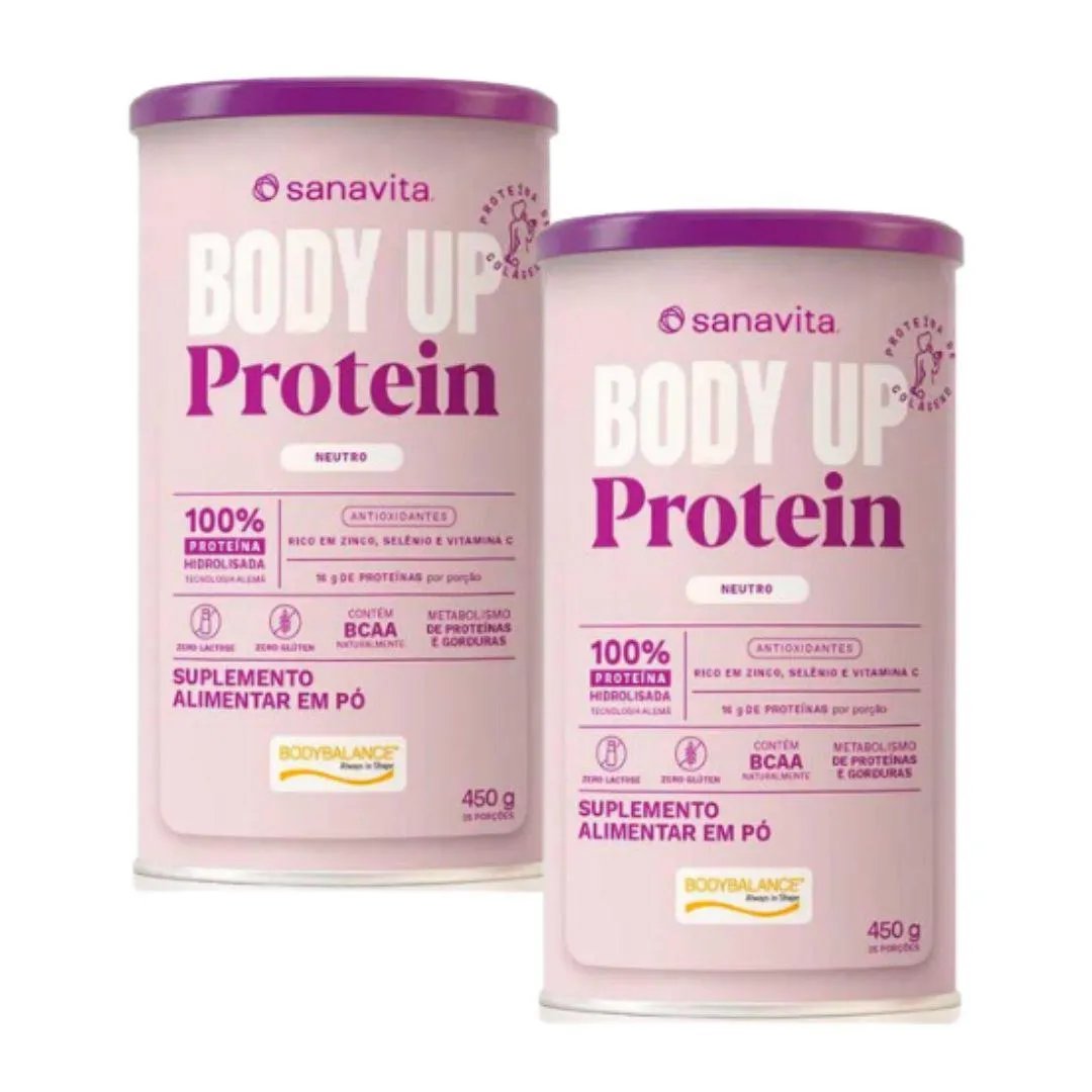 KIT 2X - BODY UP PROTEIN - 100% PROTEINA HIDROLISADA ALEMã - NEUTRO - 450G - SANAVITA