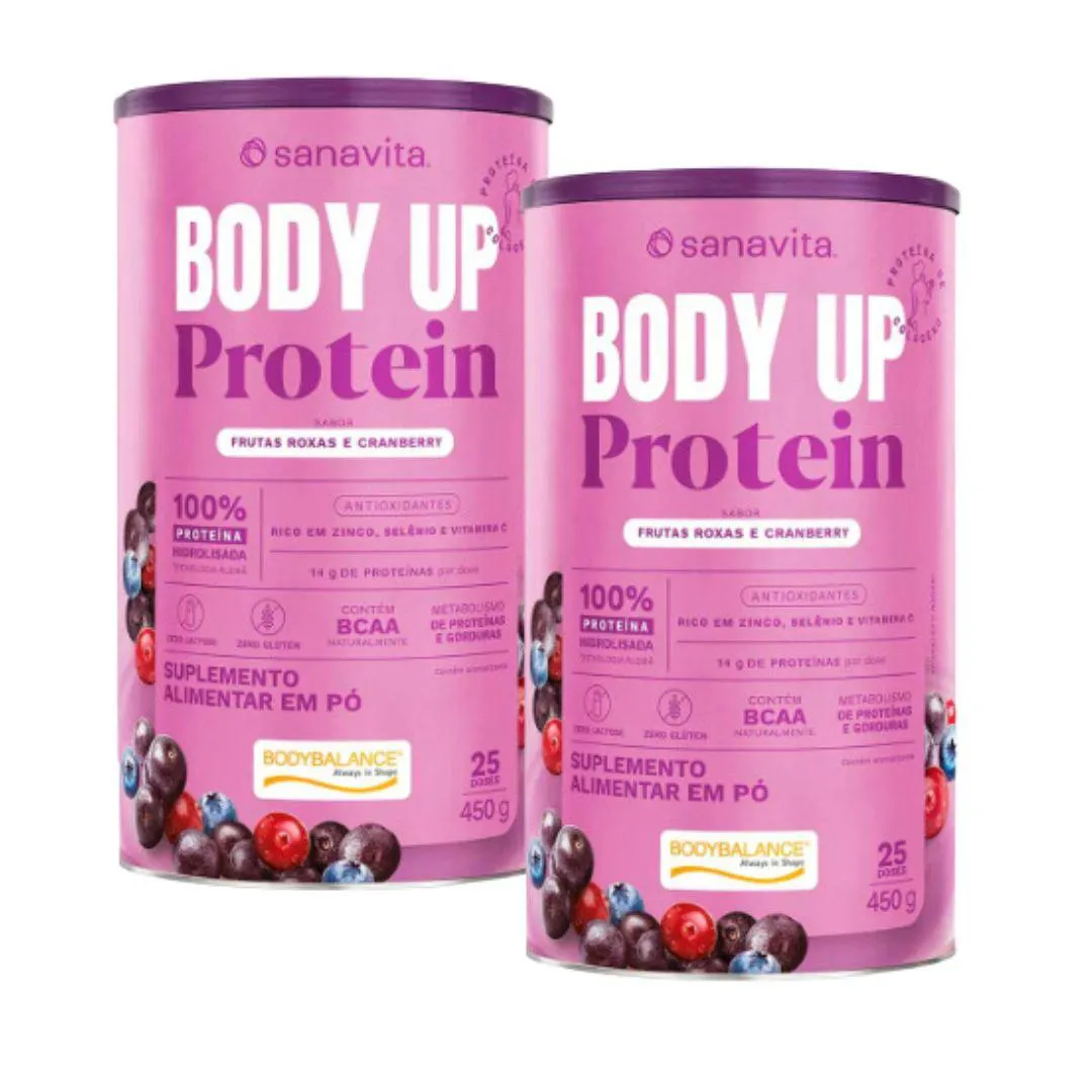KIT 2X - BODY UP PROTEIN - COLAGENO BODYBALANCE - FRUTAS ROXAS E CRANBERRY - 450G - SANAVITA