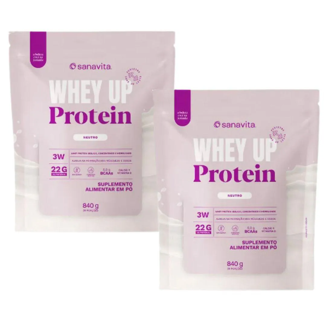 KIT 2X - WHEY UP 3W 900G - SANAVITA SABOR:NEUTRO ( 840G )