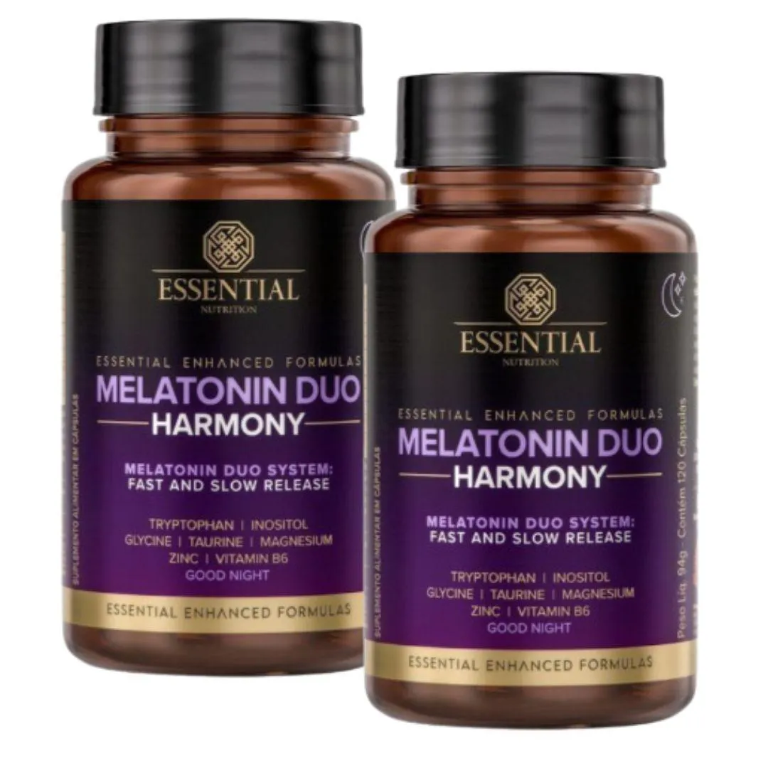 KIT 2X MELATONIN DUO HARMONY MELATONINA + TRIPTOFANO (120 CAPS) - ESSENTIAL NUTRITION