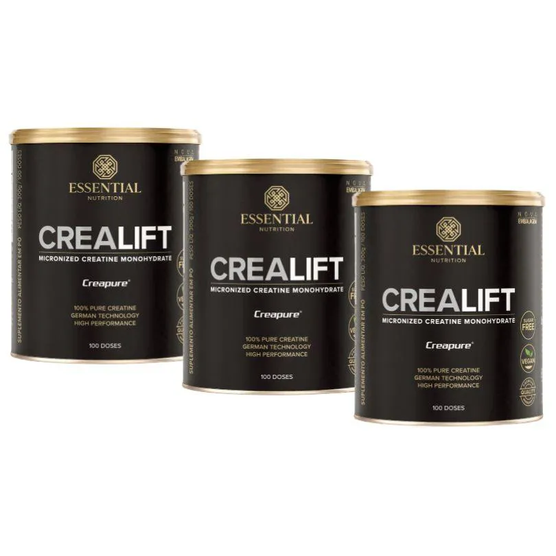 KIT 3X CREALIFT CREATINA CREAPURE (300G) - ESSENTIAL NUTRITION