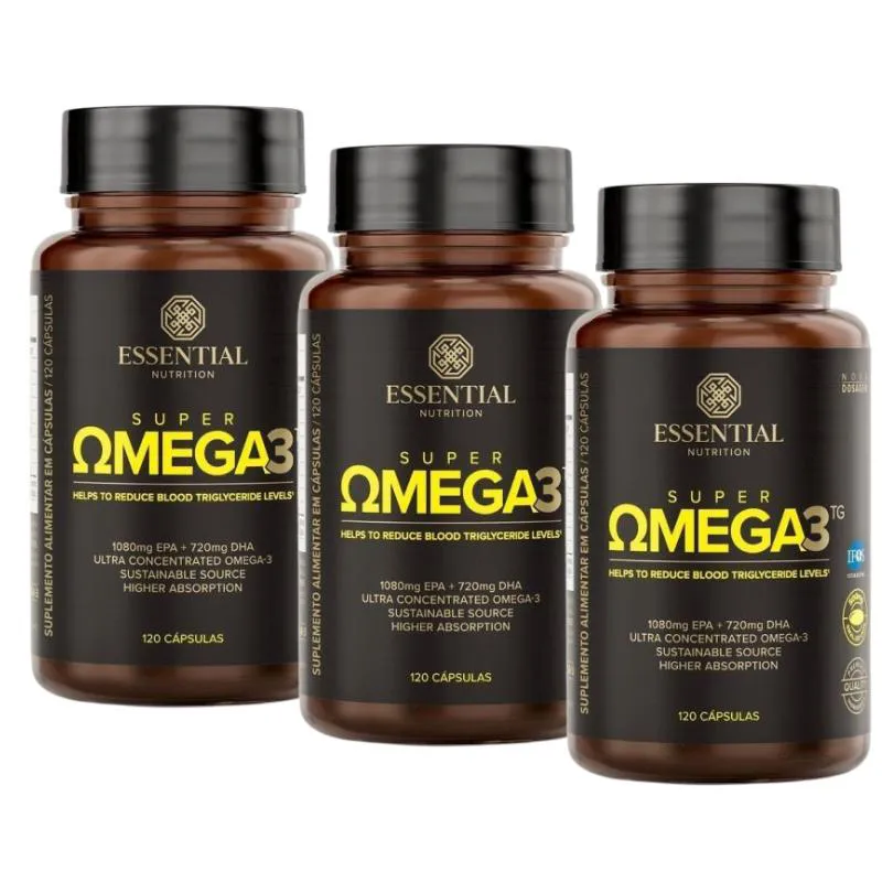 KIT 3X SUPER OMEGA 3 TG ( 120 CAPS) 500MG - ESSENTIAL NUTRITION