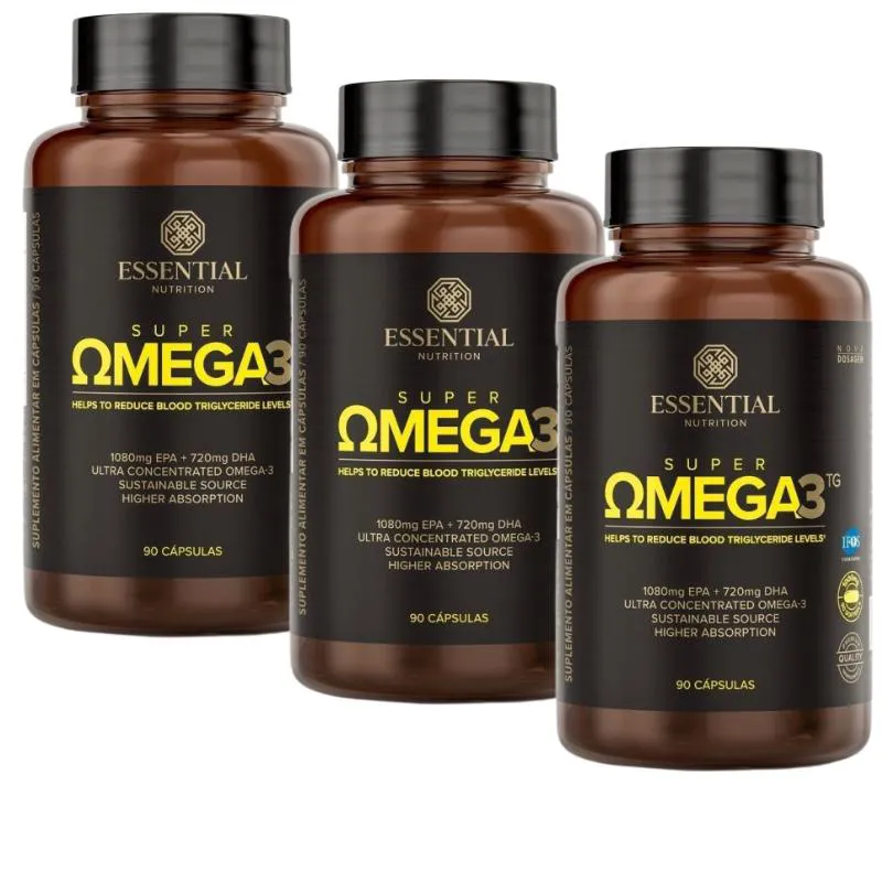 KIT 3X SUPER OMEGA 3 TG (90 CAPS) 1000MG - ESSENTIAL NUTRITION