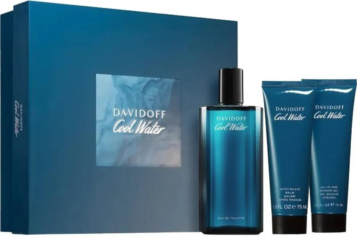 DAVIDOFF COOL WATER EDT 125ML + SHOWER GEL 75ML + BALM 75ML - PERFUME MASCULINO