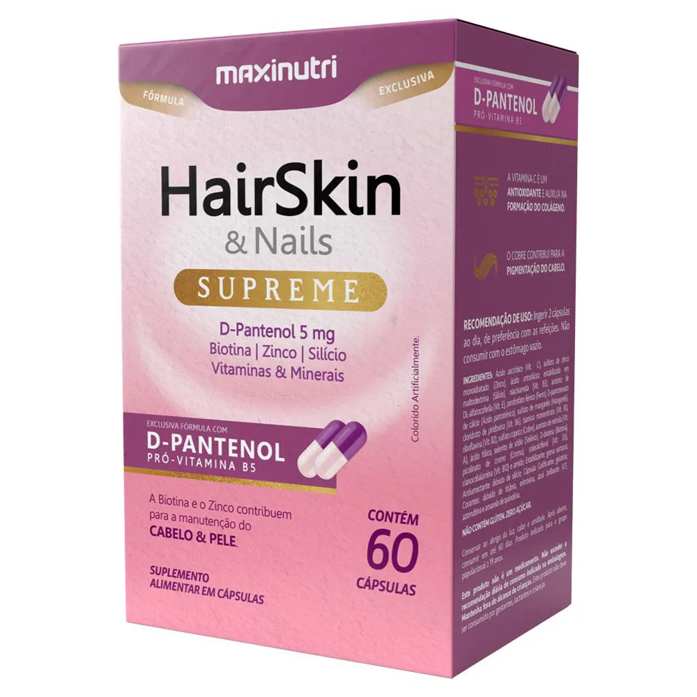 HAIRSKIN COM D-PANTENOL 60 CAPSULAS MAXINUTRI