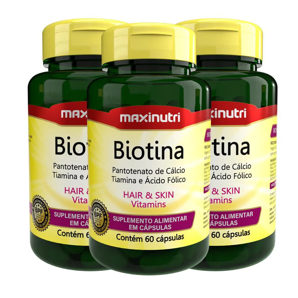 KIT 03 BIOTINA CABELO UNHAS E VITAMINAS+ACIDO FoLICO 60CAPS 1237695 ...