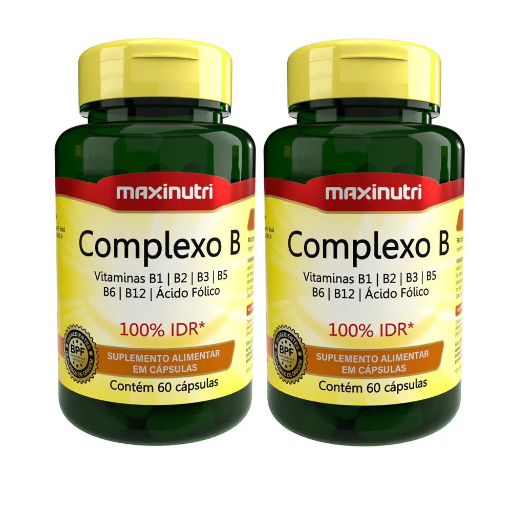 KIT 2 COMPLEXO B 100% IDR COM 60 CáPSULAS MAXINUTRI