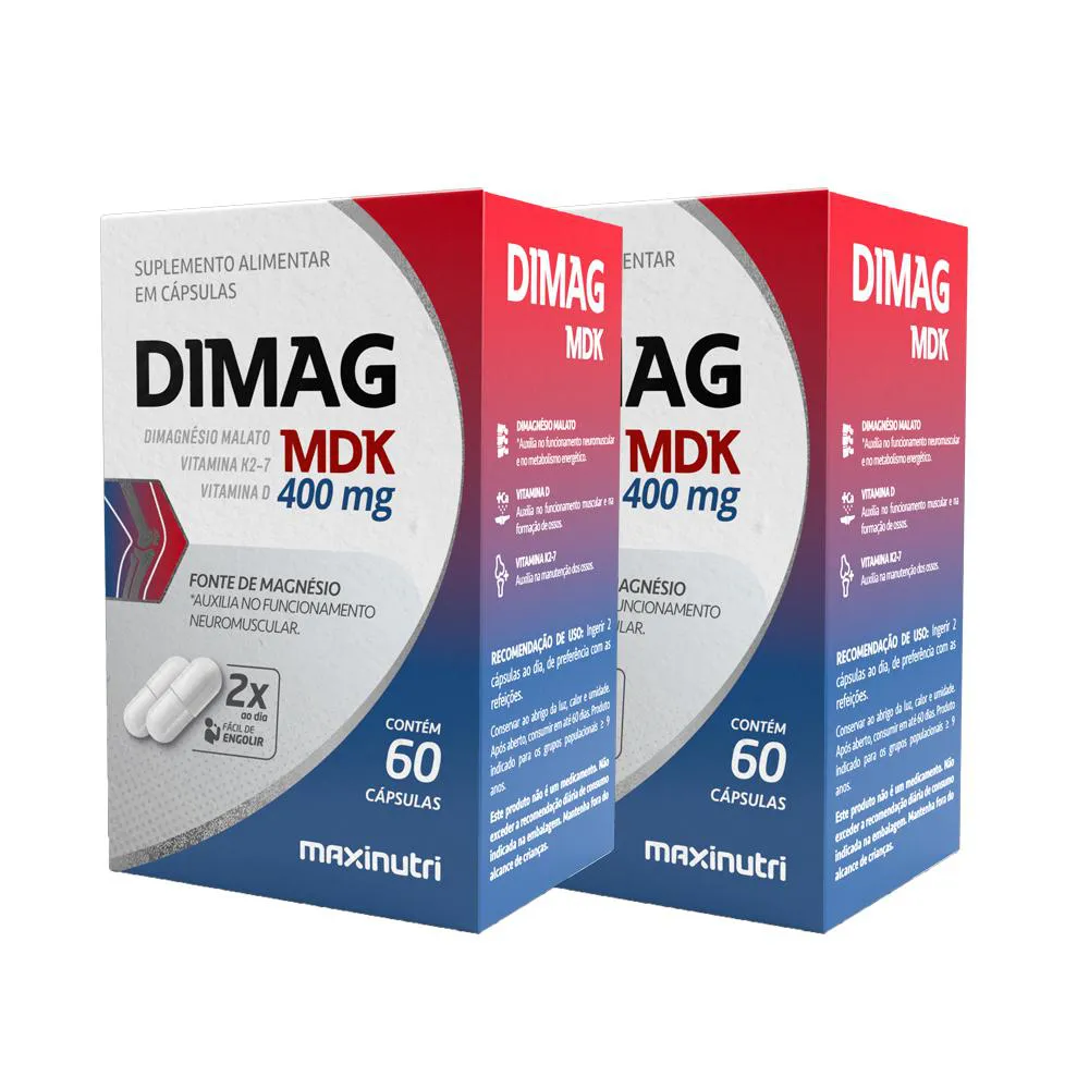 KIT 2 DIMAG MDK DI-MAGNéSIO MALATO K2-7 60 CáPS MAXINUTRI