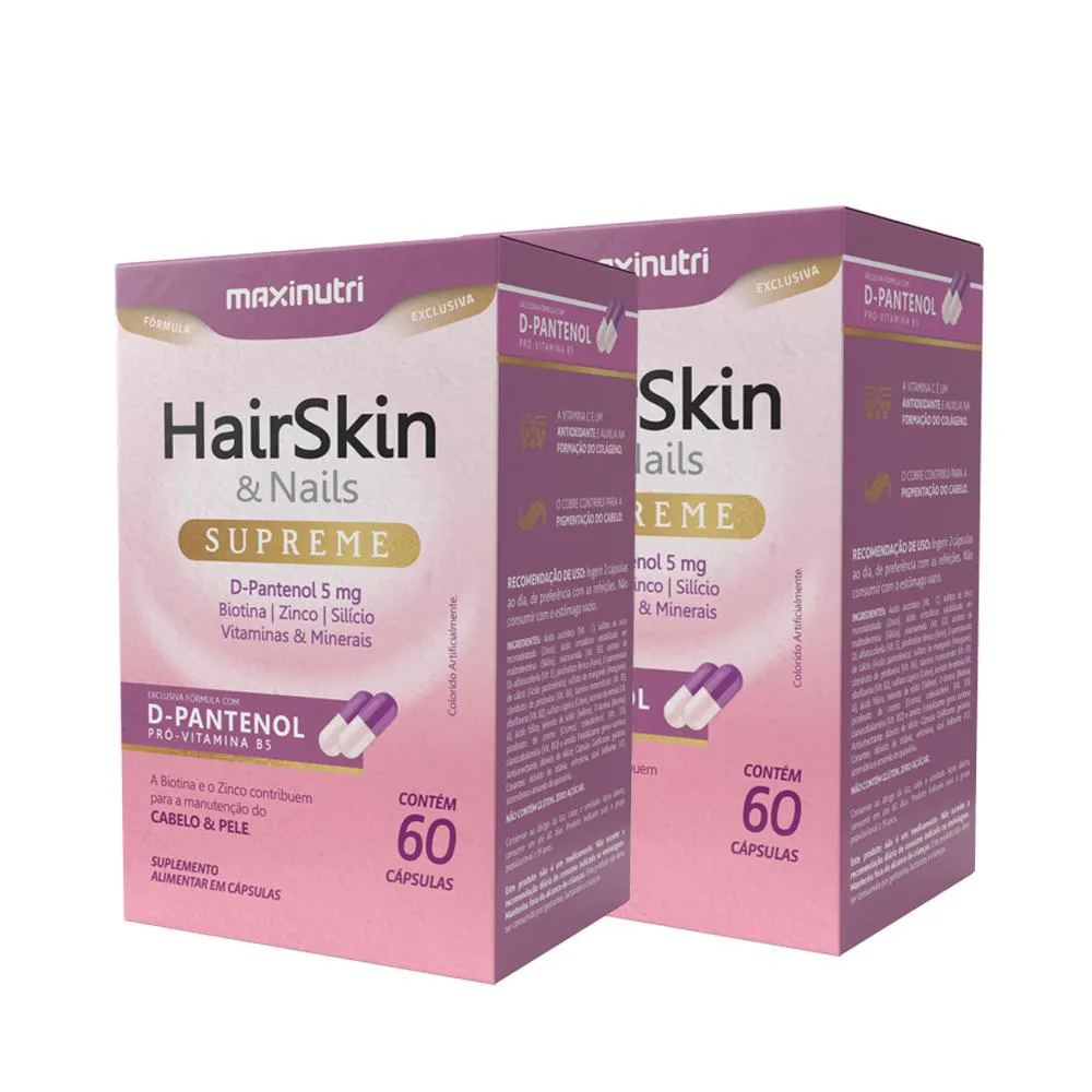 KIT 2 HAIRSKIN D-PANTENOL + BIOTINA 60 CáPS MAXINUTRI