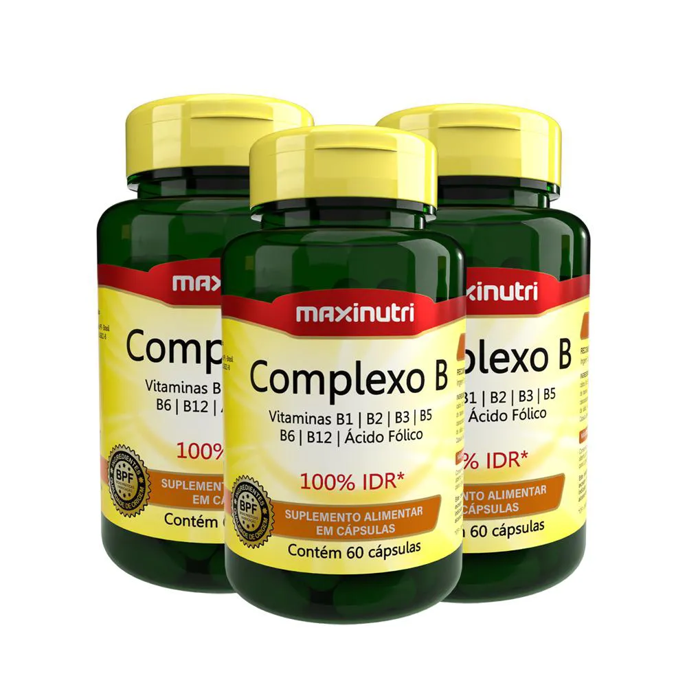 KIT 3 COMPLEXO B 100% IDR COM 60 CáPSULAS MAXINUTRI